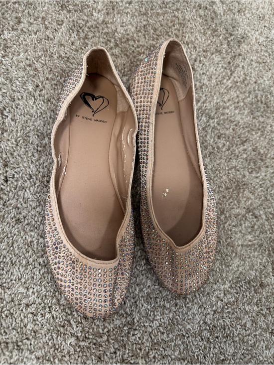 Steve Madden Shoes - Steve Madden Blush Nude Crystal-Studded Women's Flats